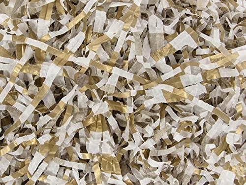 Generic Pack of 1, Gold Metallic Stripe Paper Shred, 18 Oz. Bag for Filling Gift Bag, Basket Box and Mailer, Made in USA