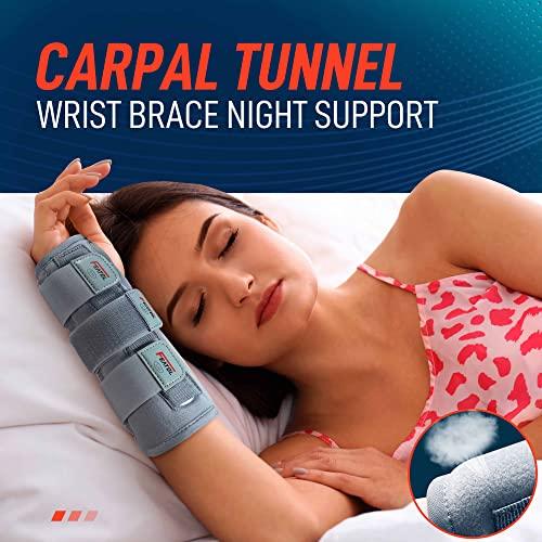 FEATOL FEATOL Carpal Tunnel Wrist Brace | Night Sleep Support Brace, Removable Metal Wrist Splint- Hot/Ice Pack, Left Hand, Small/Medium, Adjustable Hand Brace for Men, Women, Relieve and Treat Wrist Pain