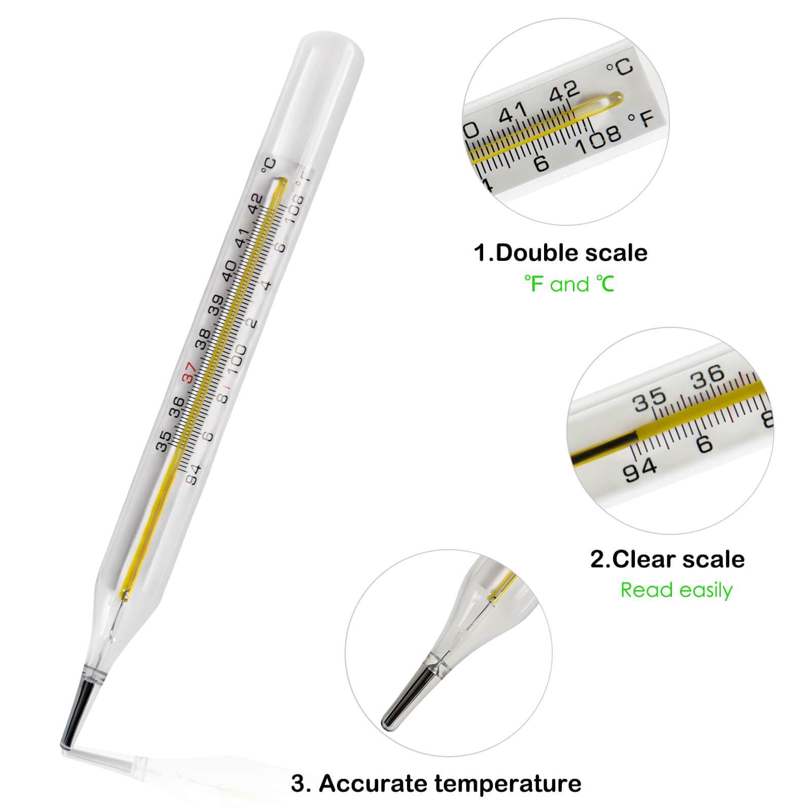 HARIKA LIFE & Clinical Glass Thermometer for Underarm 2PCS - Classic Non Digital Thermometer for Adults - Medical Fever Thermometer - Accurate Easy Reading by HARIKA LIFE