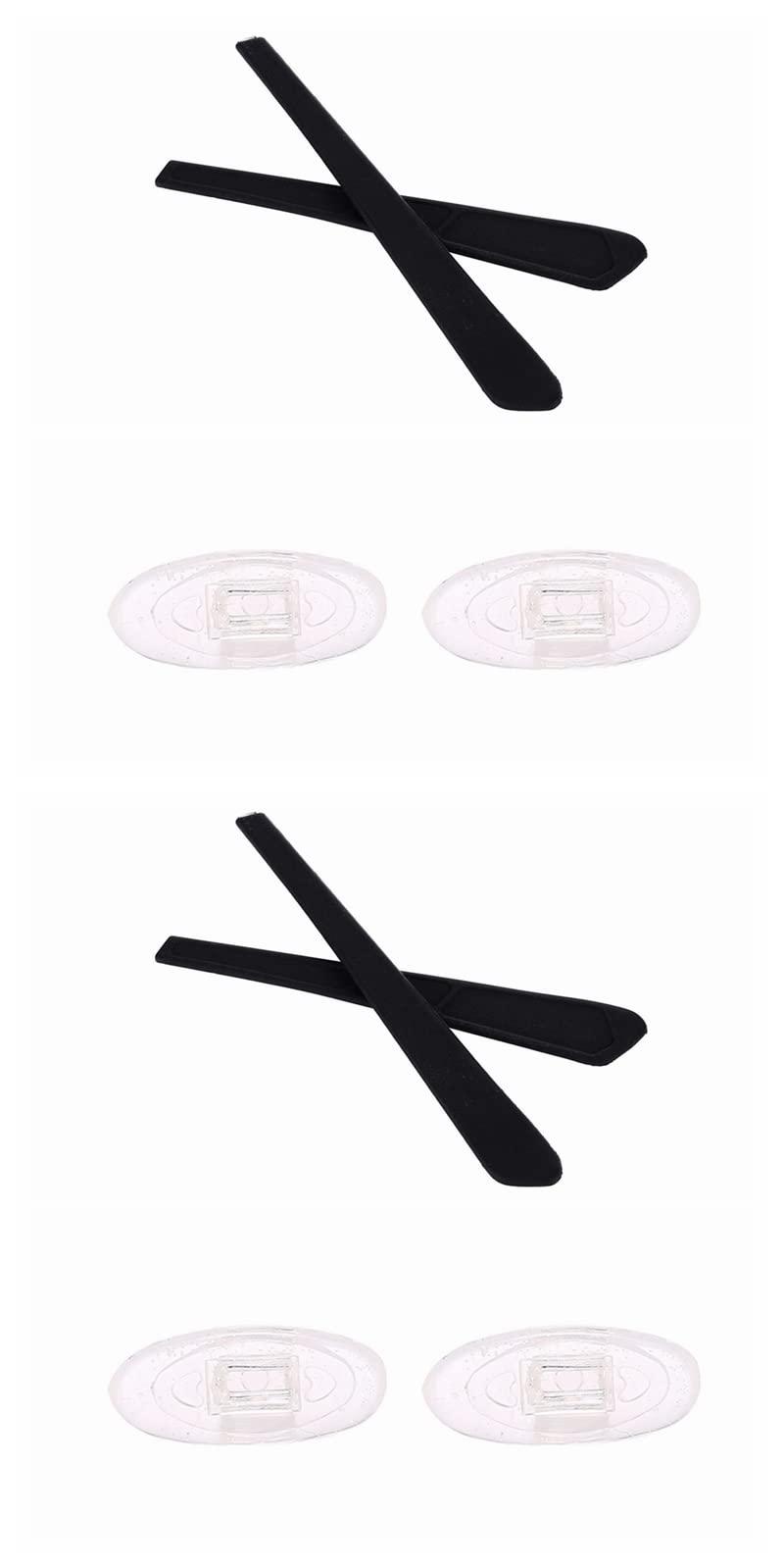 Caulo Caulo Replacement Kit of Temple Ear Socks and Nose Pads Compatible with Oakley Gasser 0.5 OX5088 Glass Eyeglass Frames (Black w Clear Nose Pads - 2 Sets)