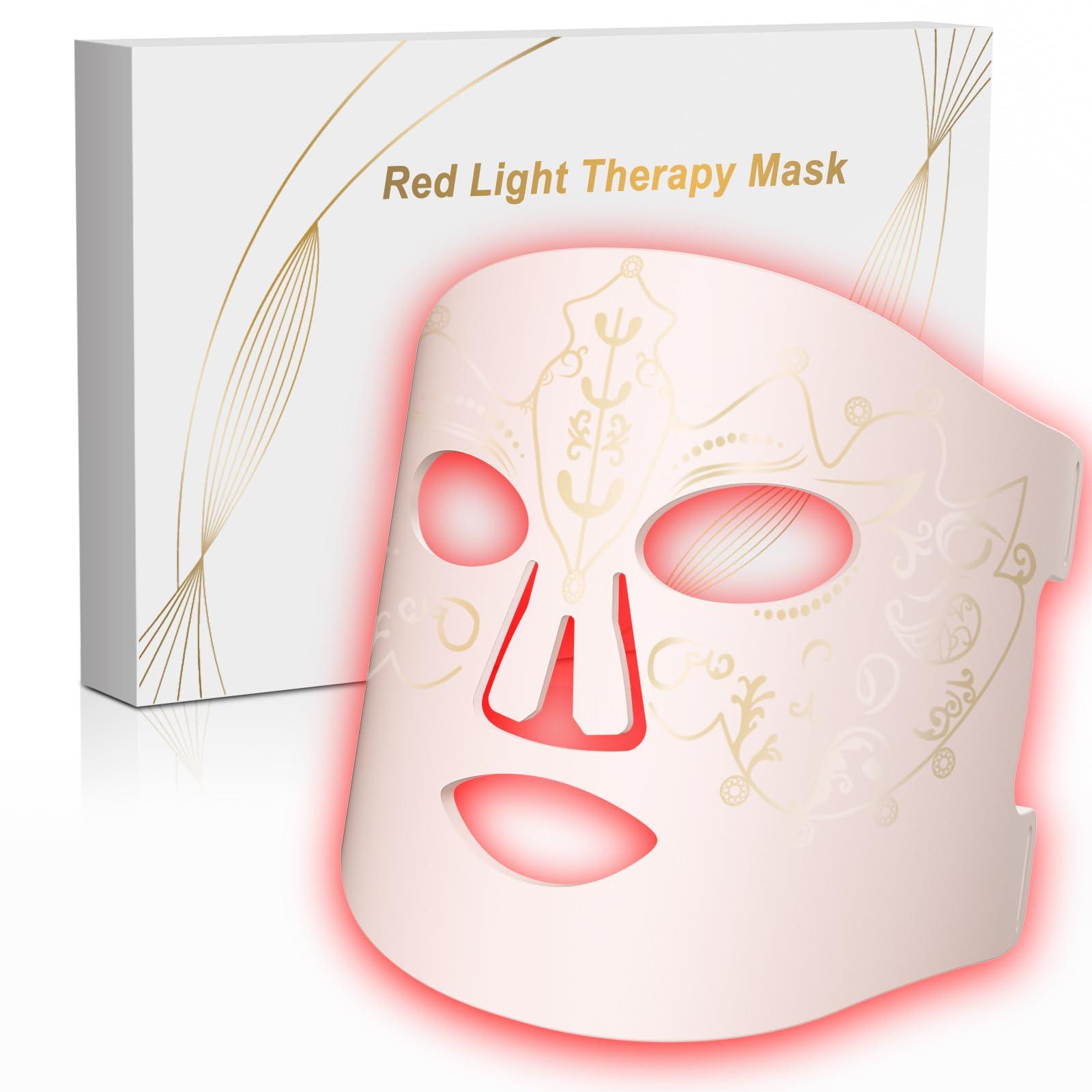 BETNEP Red Light Therapy for Face,3 Modes LED Face Mask Light Therapy,Near-Infrared 850 Red Light Therapy Mask(NIR),Portable,Rechargeable and Remote