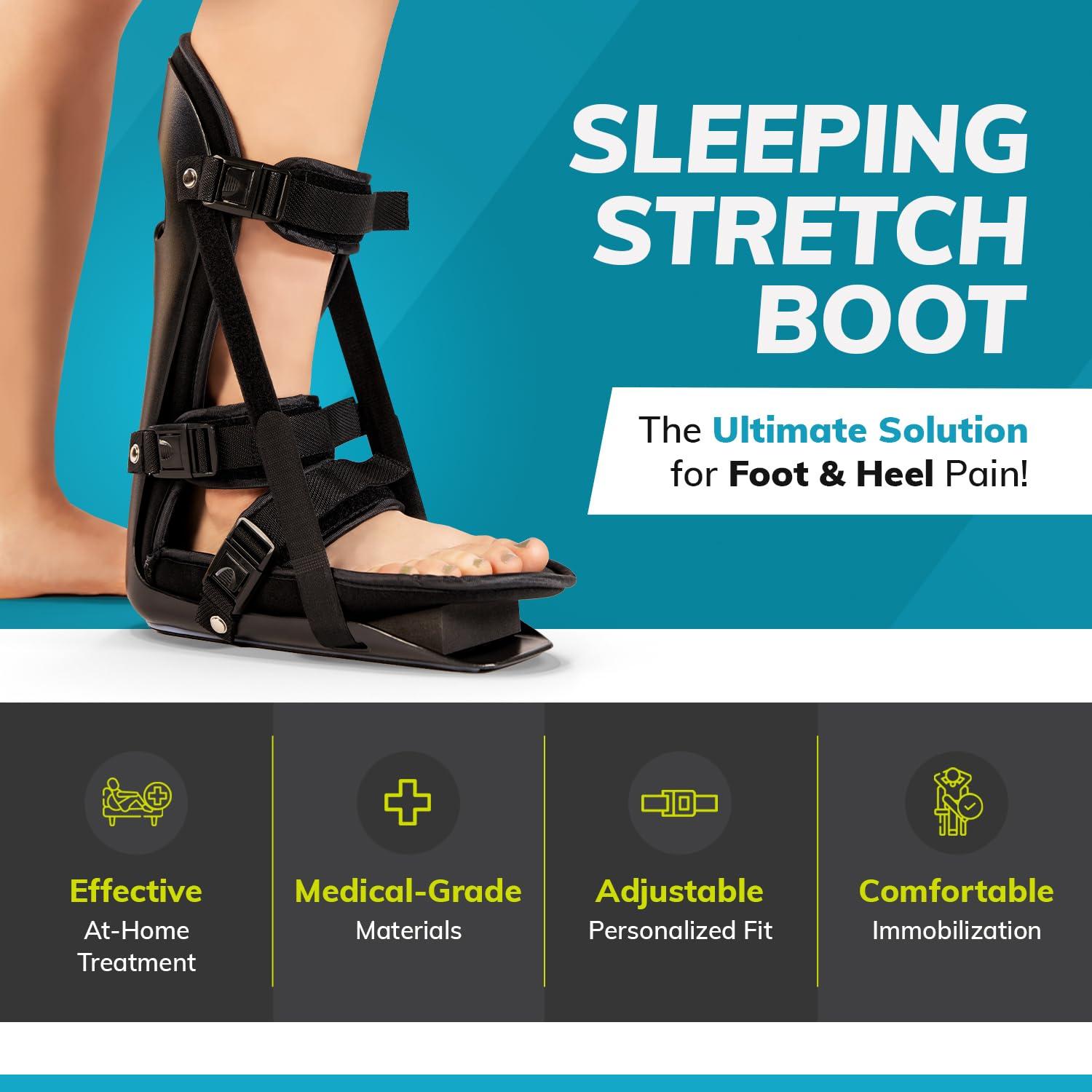 BraceAbility BraceAbility Sleeping Stretch Boot - Plantar Fasciitis Night Foot Splint Adjustable Achilles Tendonitis Brace for Fascia, Tendon and Calf Stretching, Heel and Bone Spur or Arch Pain Treatment (Small)