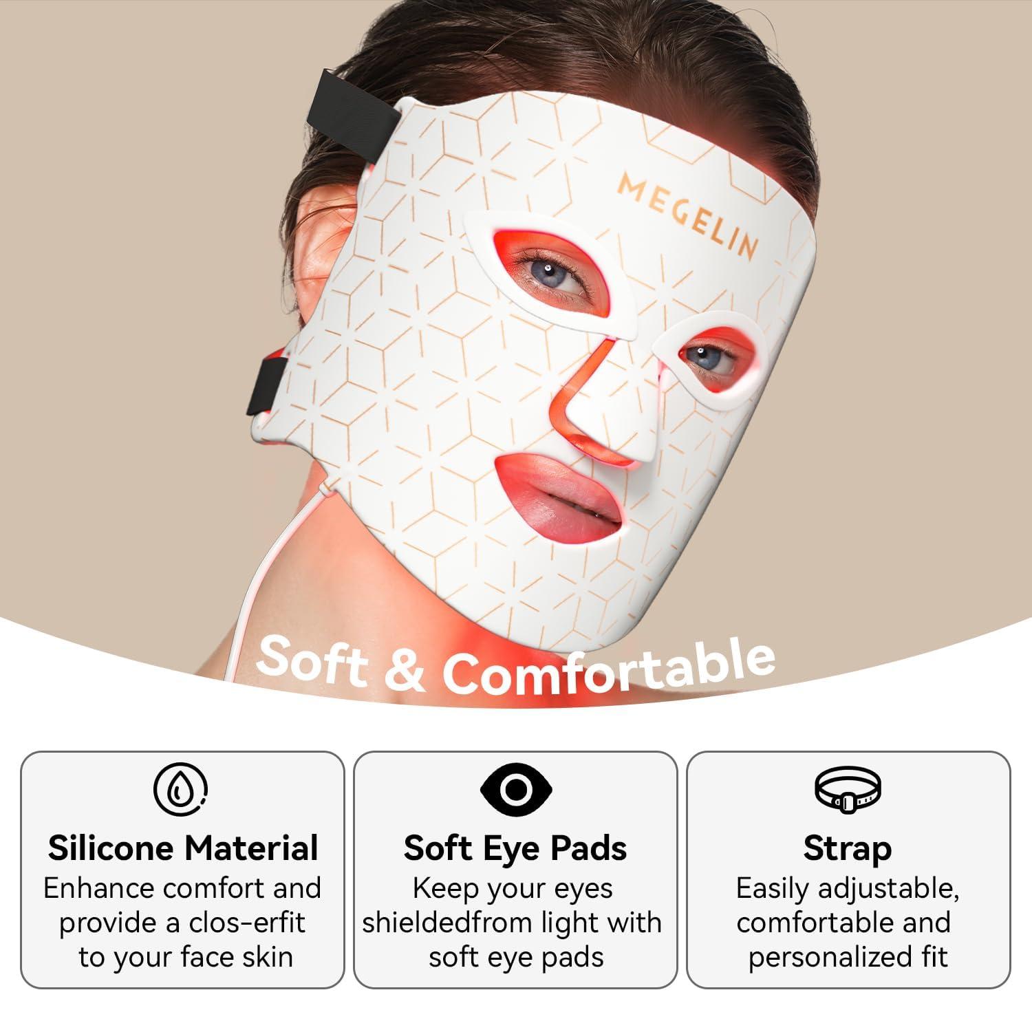 MEGELIN MEGELIN Led Red Light Therapy Mask,7 Colors Led Light Therapy Facial Mask