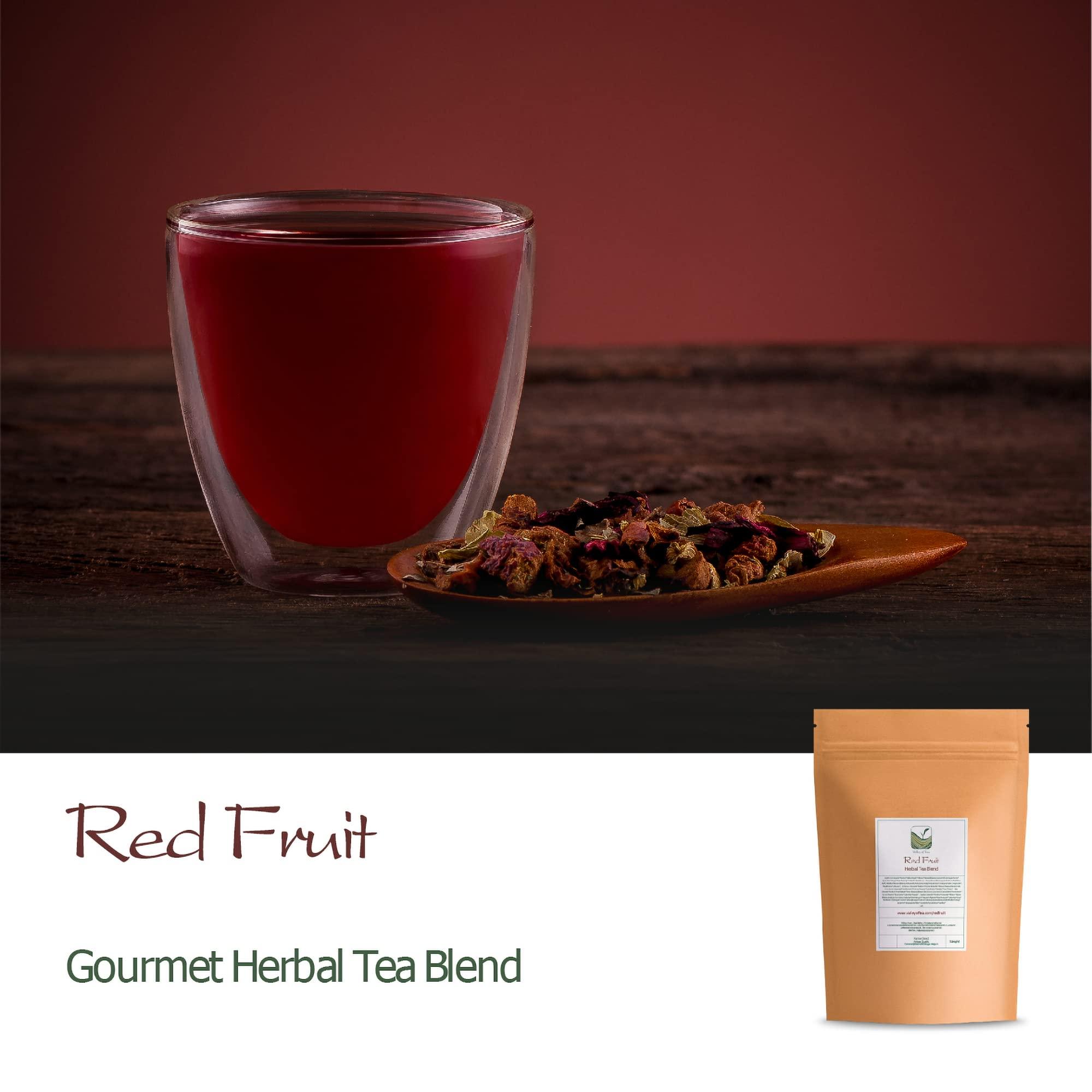 Valley of Tea Red Berry Organic Fruit Tea - Fruit Tea Tisane - Fruity Herbal Infusion - Red Berries Tea Red Berry Tea Red Fruits Tea 200g