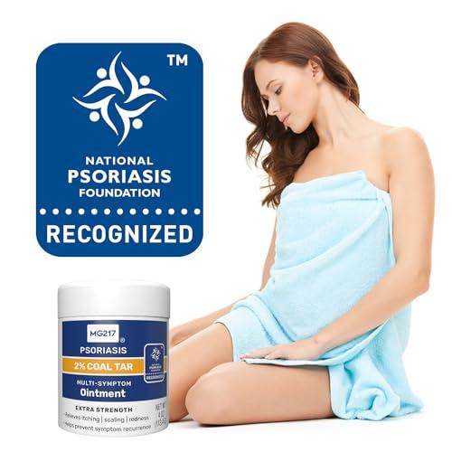 MG217 MG217 2% Coal Tar Ointment for Psoriasis, Extra Strength Multi Symptom Relief, Effectively Relieves Itching, Scaling, Redness, Vitamin A, D and E, 4 oz Jar