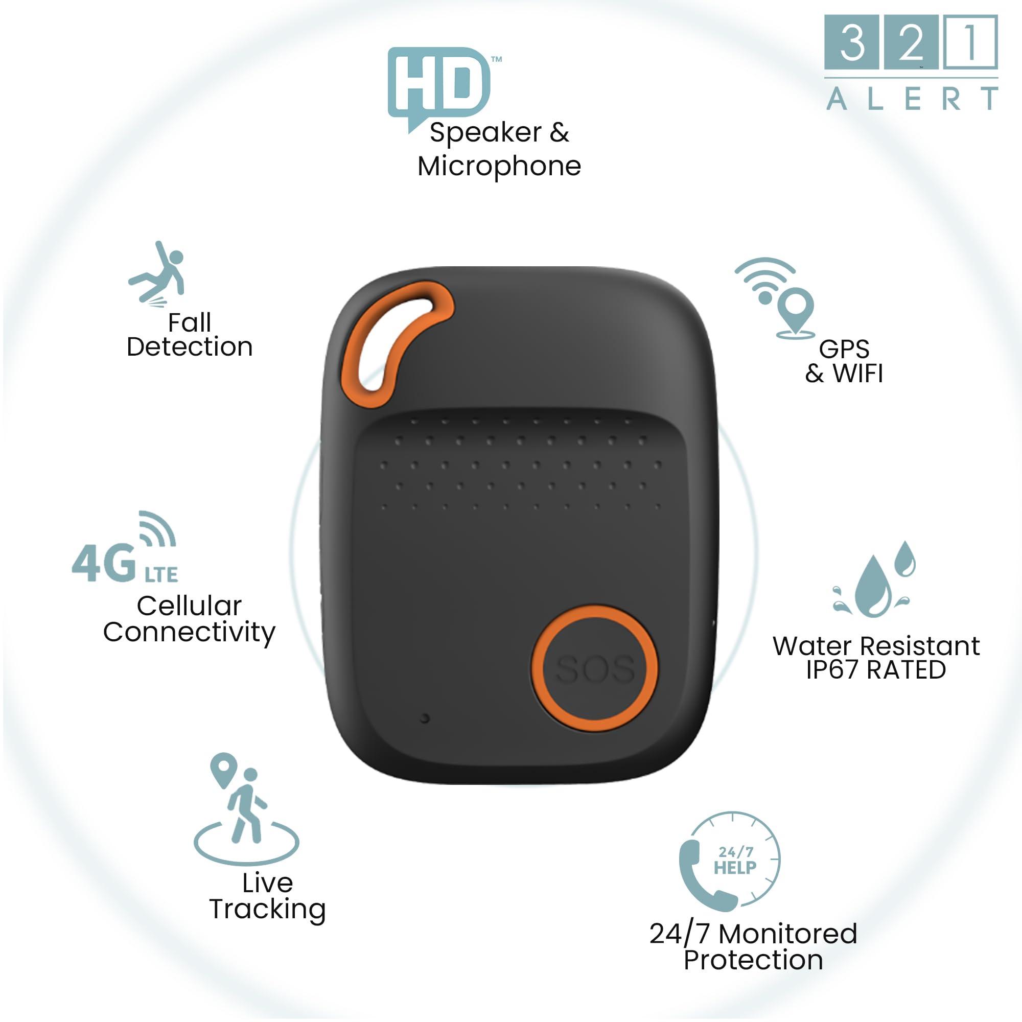 321 Alert Medical Alert System for Seniors with Fall Detection -GPS 4G LTE Cellular SOS Alert System, 24/7 Emergency Monitoring - Call to Activate - Elderly Life Alert Necklace (Mini Y Black)