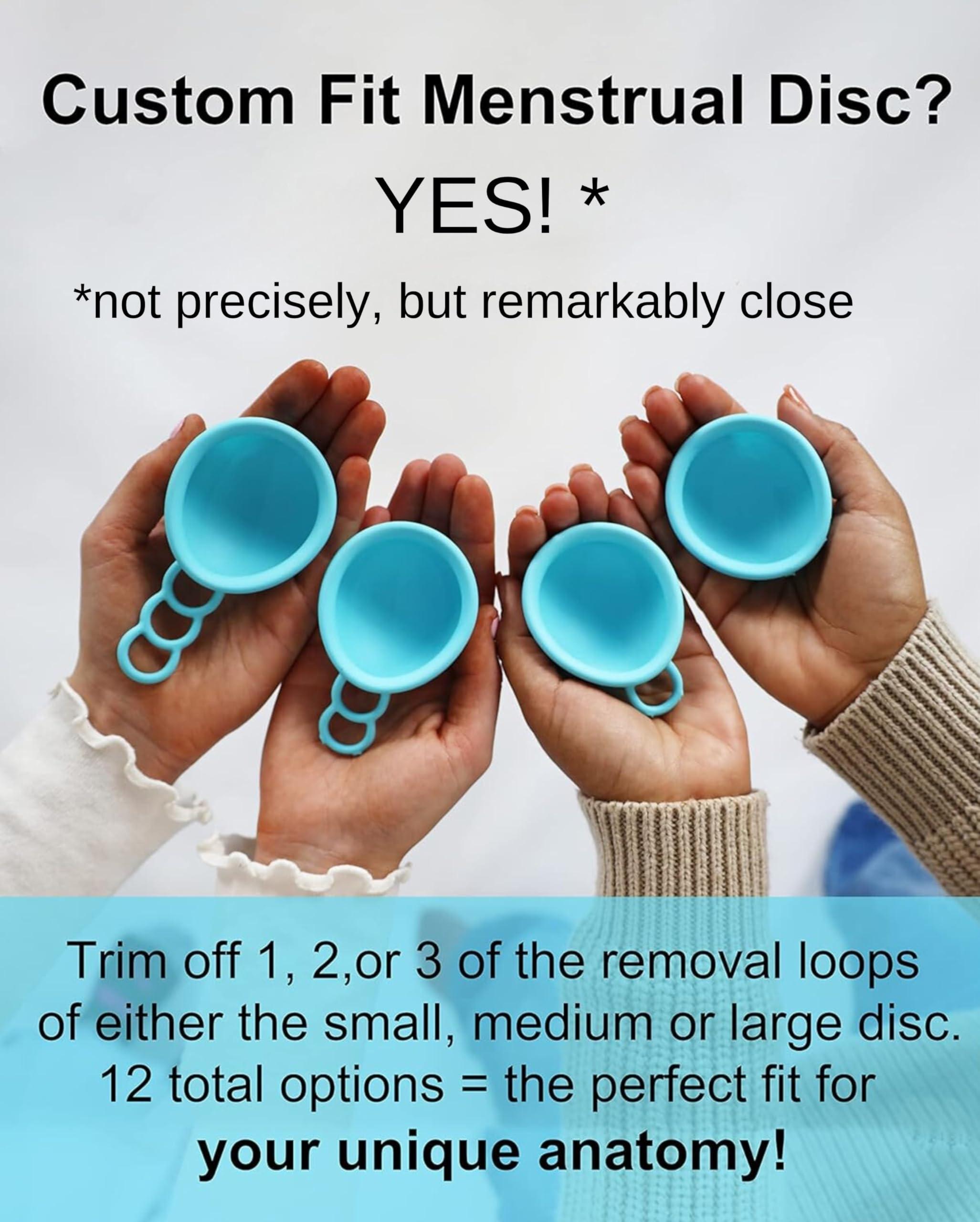 MOONTHLIES MOONTHLIES Reusable Menstrual Disc | Period Disc with Removal Loop Stem | Alternative to Menstrual Cups for Light or Heavy Flows | Sustainable Alternative to Tampons/Pads (2 Medium, Blue)