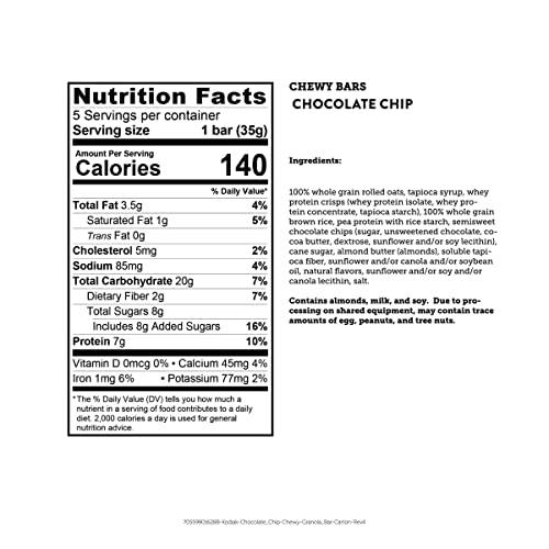 Kodiak Cakes Kodiak Cakes Chewy Granola Snack Bars, Chocolate Chip, High Protein, 100% Whole Grains, 1 box with 5 bars