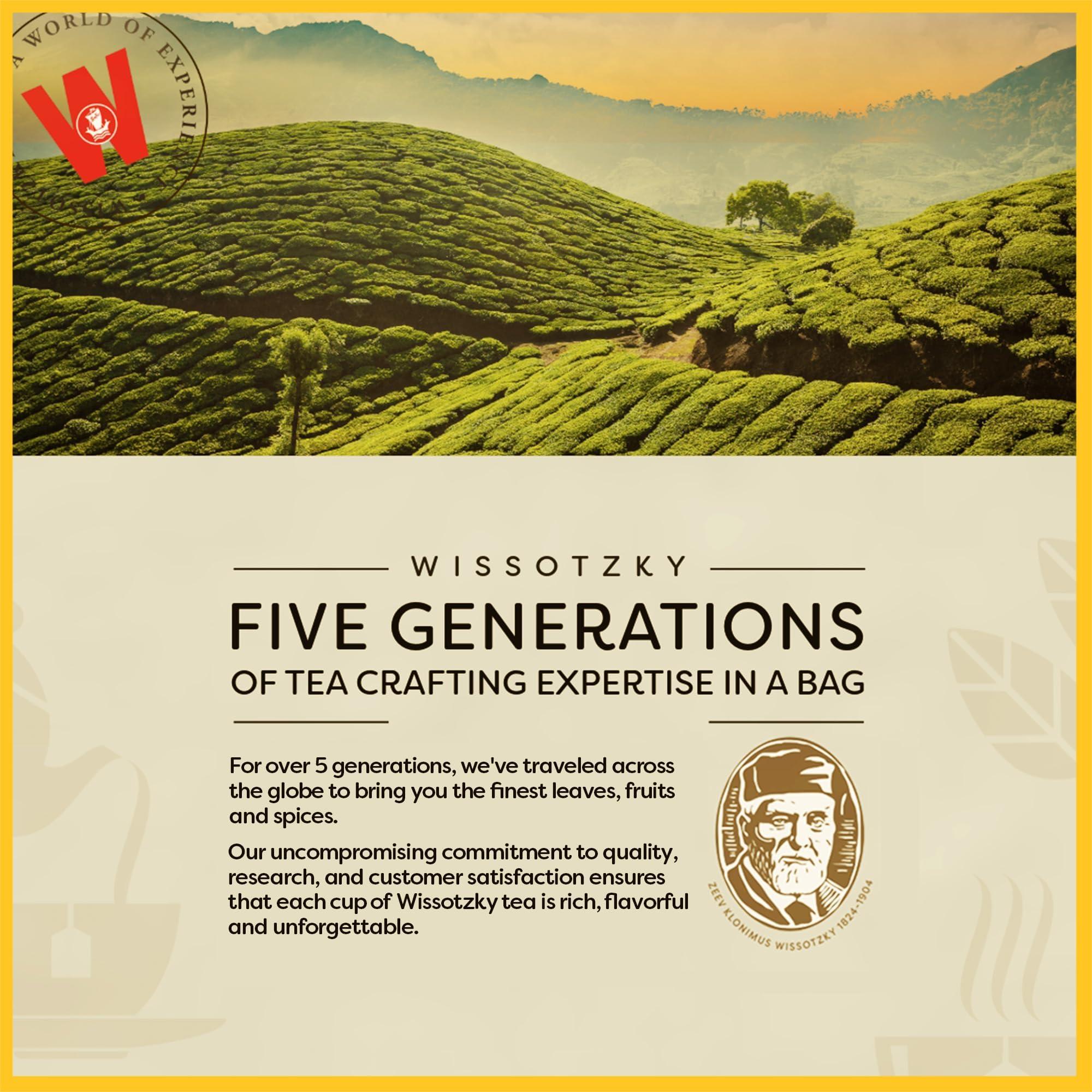 Wissotzky Wissotzky Chamomile & Honey Herbal Tea, (6 Pack - 120 Tea Bags) | Soothing Blend | Caffeine Free Tea | Relaxation