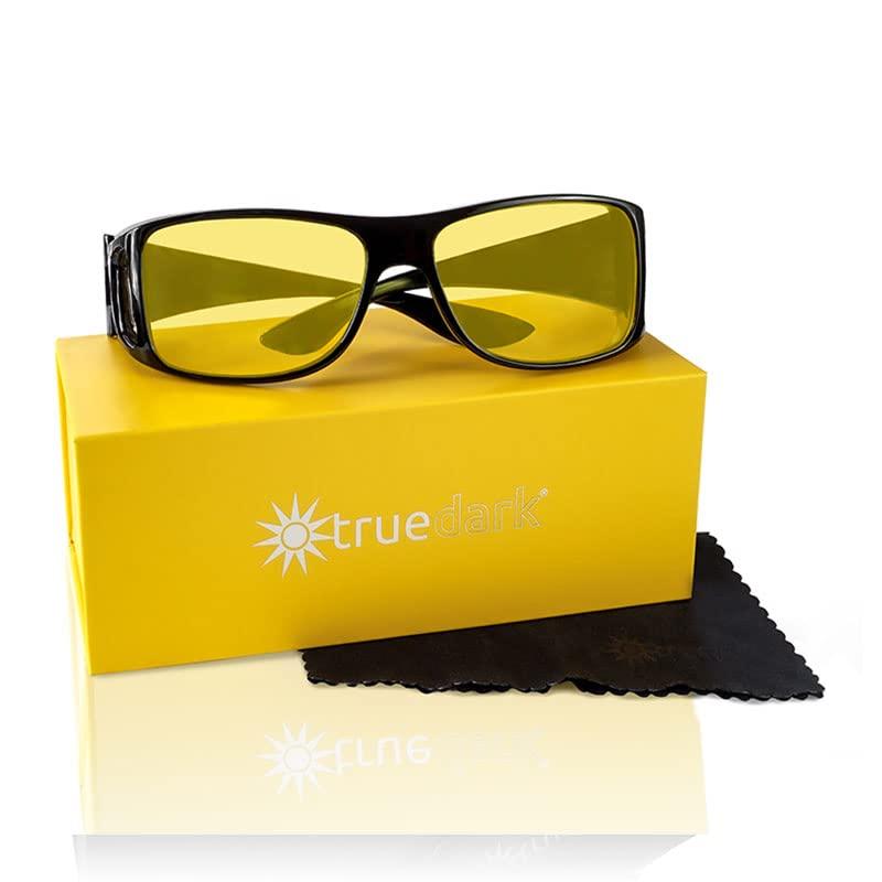 TrueDark TrueDark Daylights Amber Fitover Blue Light Blocking Glasses to Reduce Eye Strain and UV Glare - For Men & Women, Computer Screen, Gaming, TV, Phone - by Dave Asprey