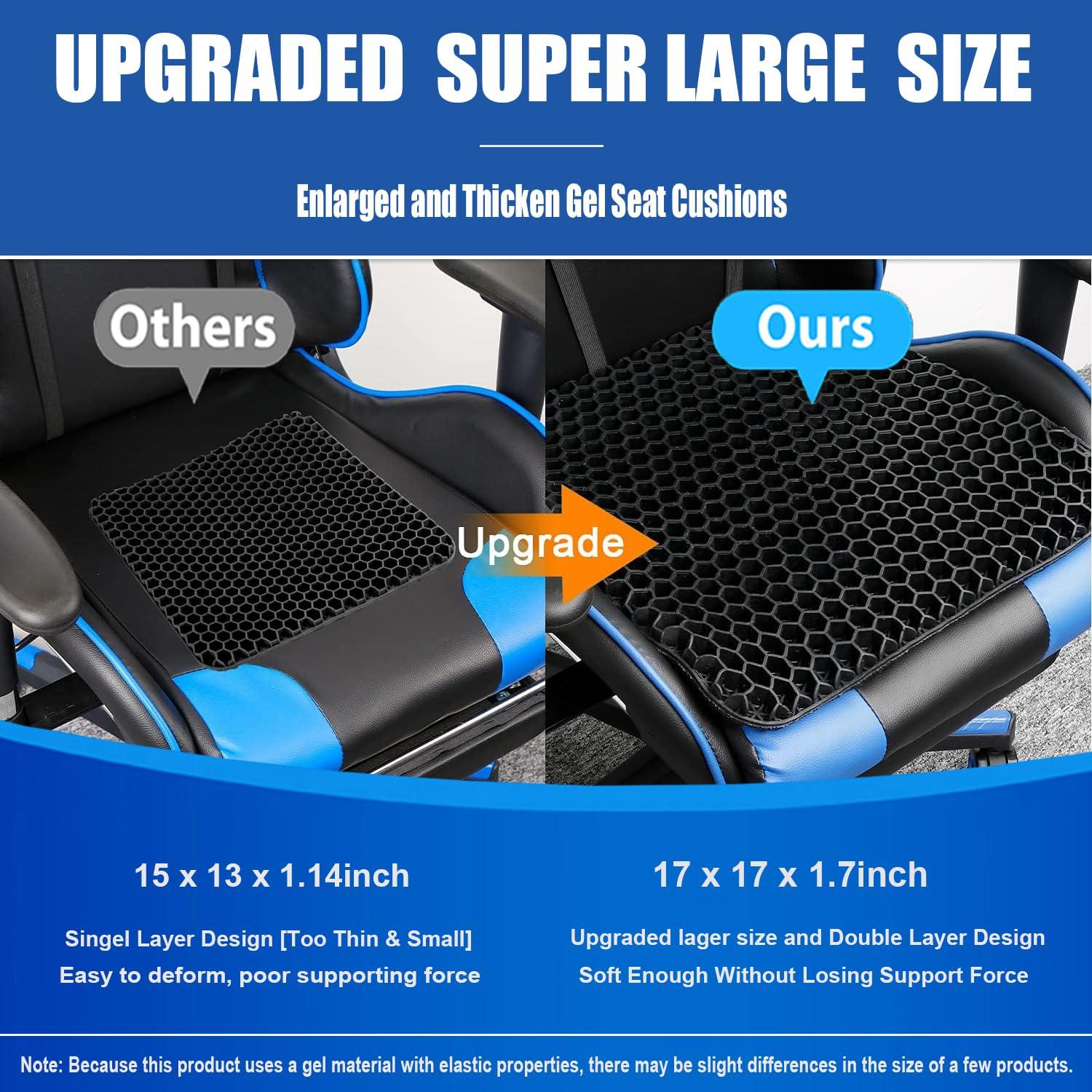 Helishy Helishy Gel Wheelchair Seat Cushion for Long Sitting, Extra Large & Thick Seat Cushion with Non-Slip Cover - Coccyx, Sciatica & Back Pain Relief - Wheelchair Cushions - Office Chair Car Seat Cushion