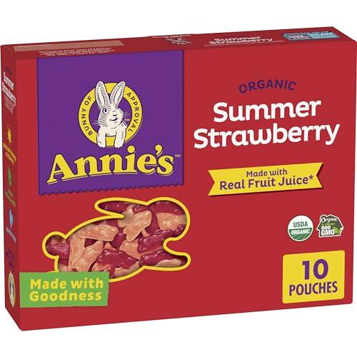 Annies Annie\'s Organic Bunny Fruit Flavored Snacks, Summer Strawberry, Gluten Free, 10 Pouches, 7 oz.