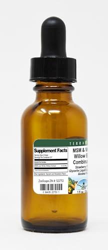 TerraVita MSM & White Willow Bark Combination Glycerite Liquid Extract (1:5) - Strawberry Flavored (1 oz, ZIN: 522753)
