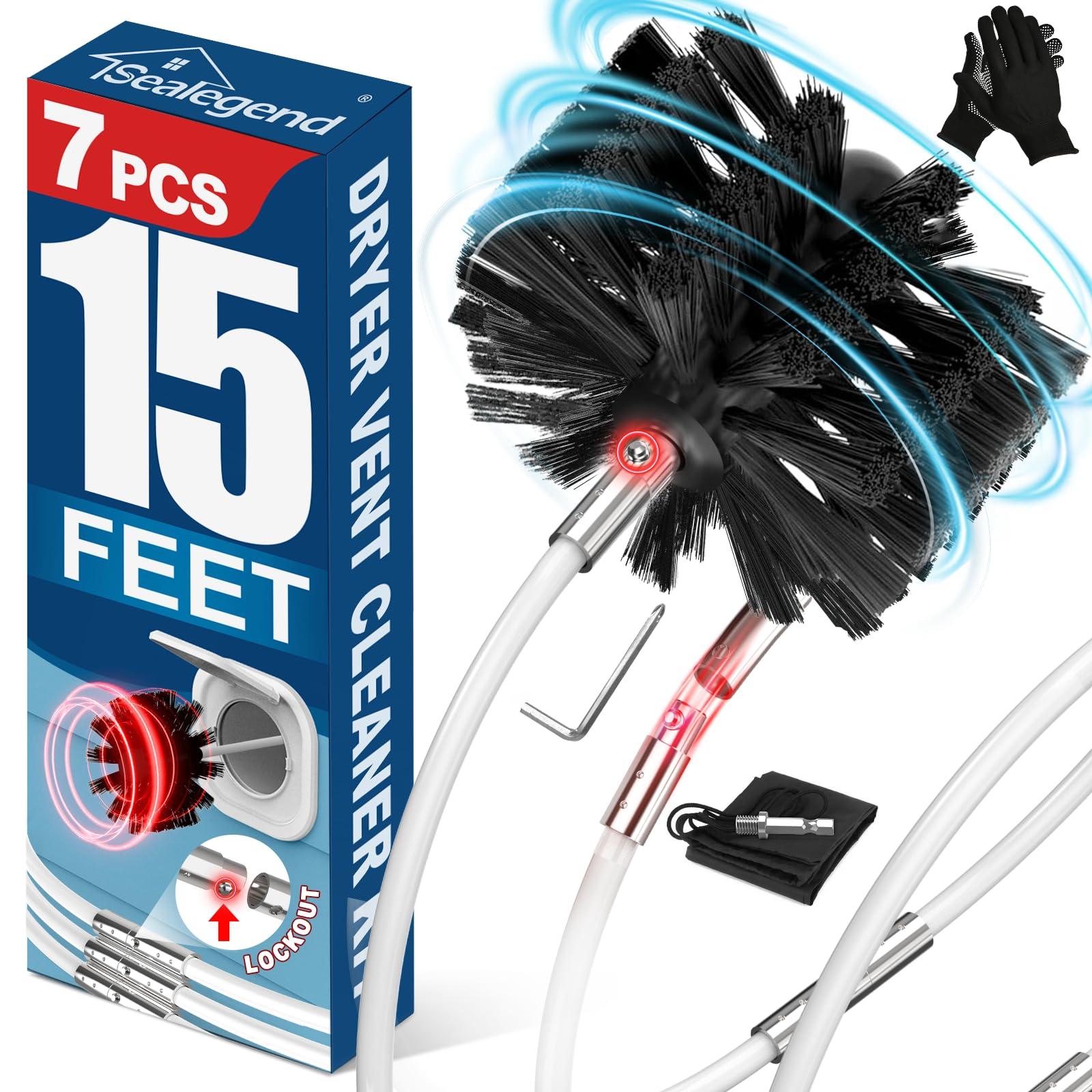 Sealegend Sealegend 15 FEET Dryer Vent Cleaner Kit, Lint Remover Upgrade Flexible Quick Snap Brush with Drill Attachment Extends Up to 15 FEET for Easy Cleaning Use with or Without a Power Drill