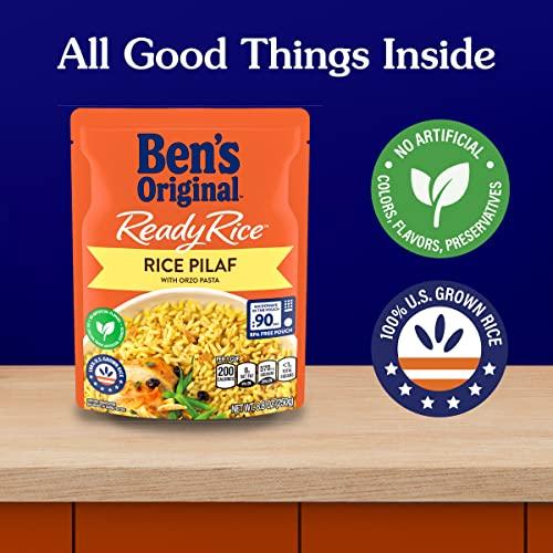 BEN'S ORIGINAL BEN'S ORIGINAL Ready Rice Rice Pilaf Flavored Rice, Easy Dinner Side, 8.8 oz Pouch (Pack of 12)