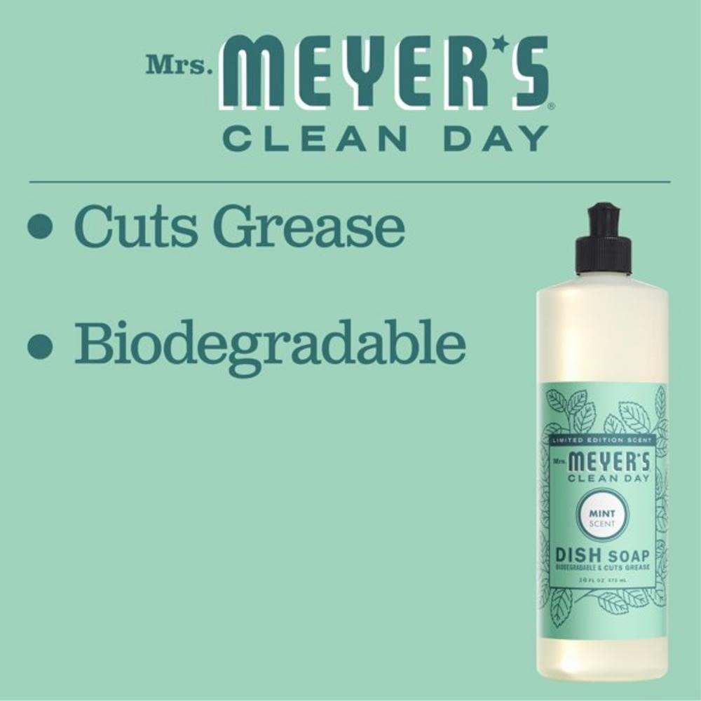 SC Johnson MRS. MEYER\'S CLEAN DAY Liquid Dish Soap, Biodegradable Formula, Mint, 16 fl. Oz