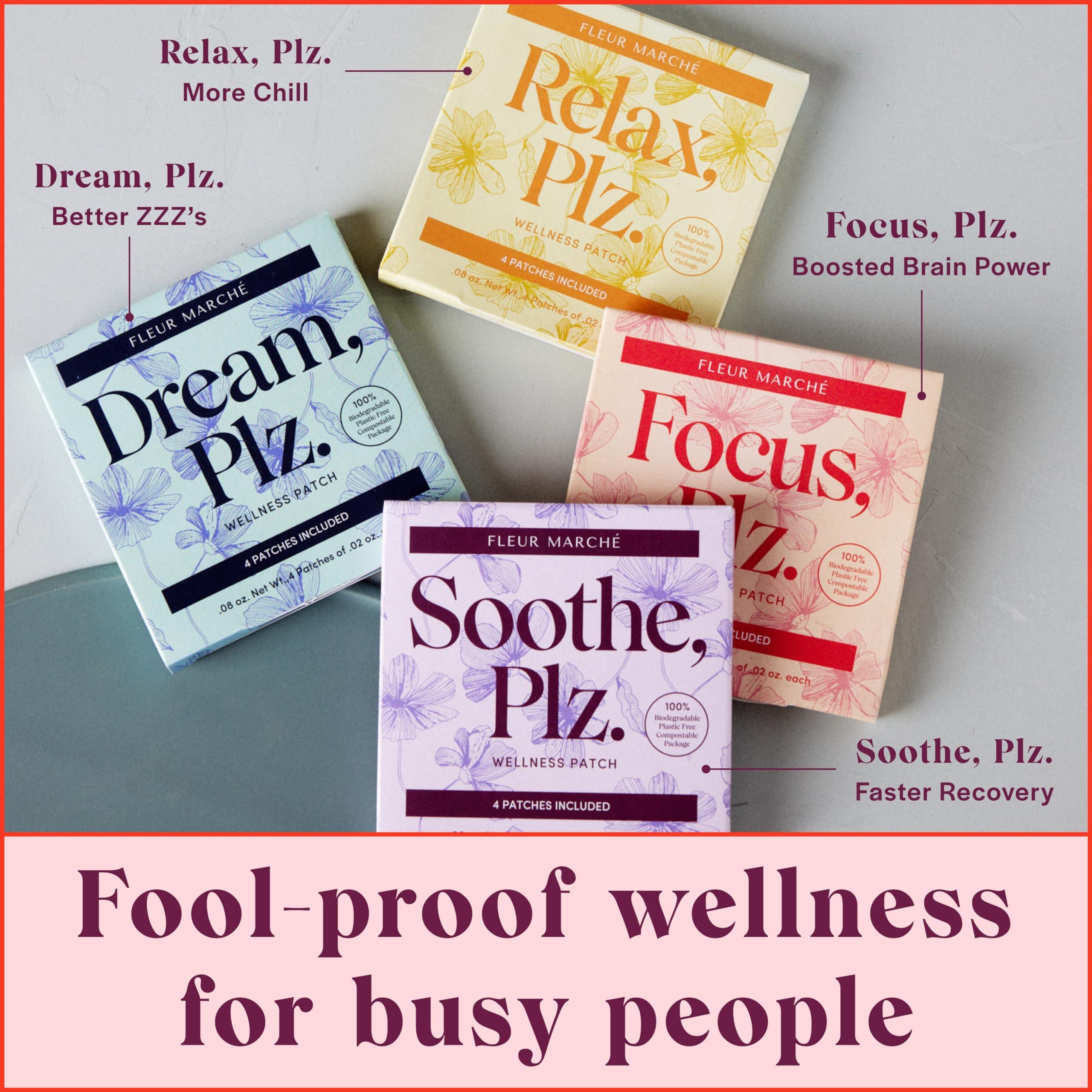 Fleur March Fleur Marche Focus, Plz. Botanical Patch - Brain Boosting Focus Patch with Caffeine, Lion\'s Mane and Other Powerful Nootropics - Highly Bioavailable Wellness - 7 Patches