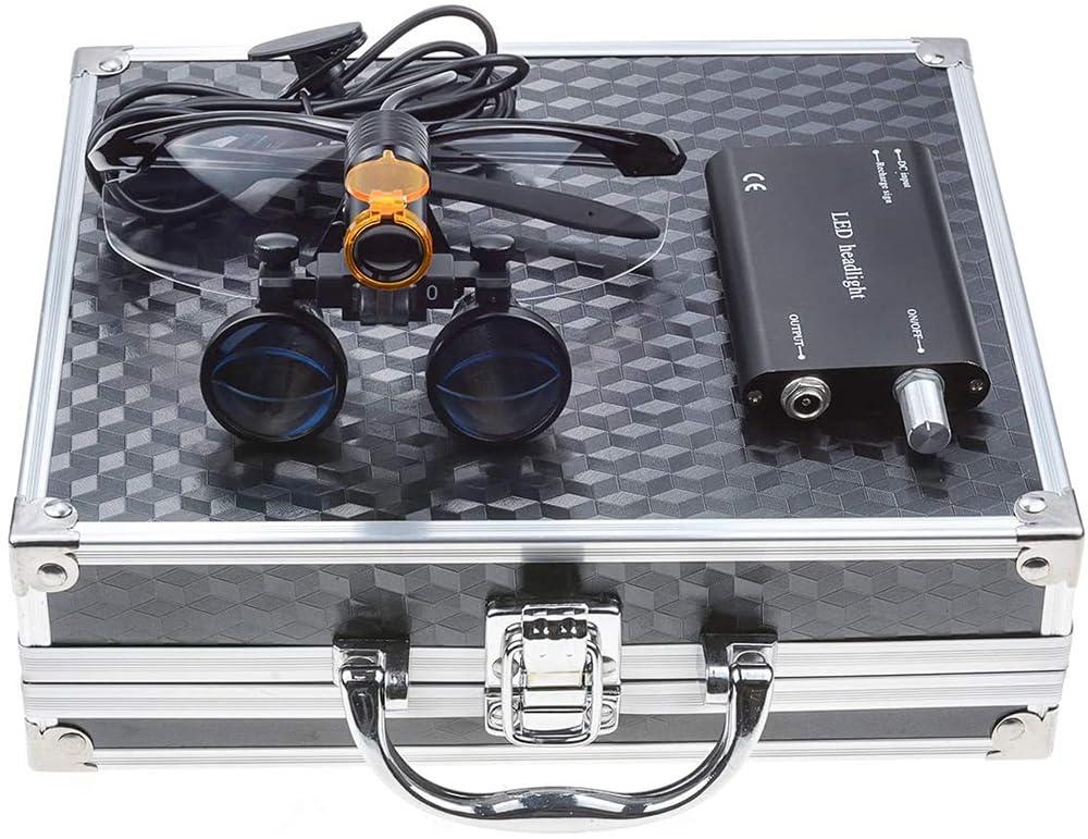 Thollay 3.5X-420MM Binocular Loupes Optical Glasses 3W LED Headlight Lamp with Filter ENT Headlight with Loupe Aluminum Box