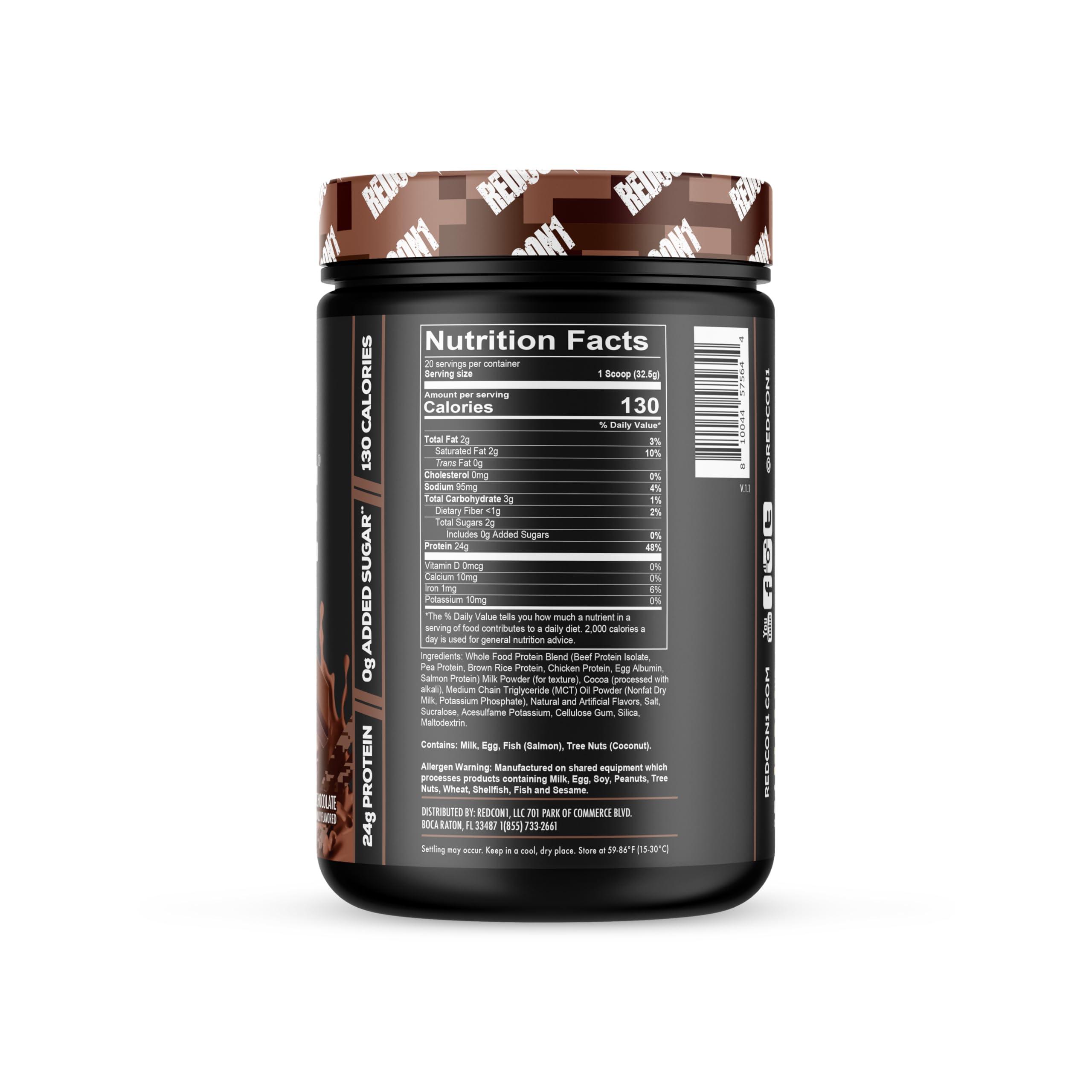 REDCON1 REDCON1 MRE Lite Whole Food Protein Powder, Chocolate - Low Carb & Whey Free Meal Replacement with Animal Protein Blends - Easy to Digest Supplement Made with MCT Oils (20 Servings)