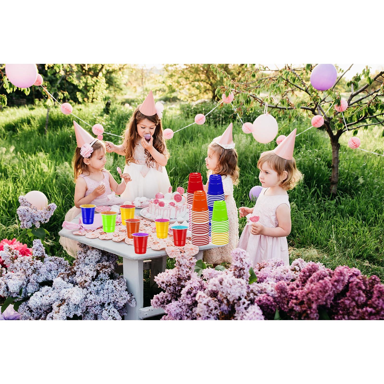 cssopenss 500 pcs 2 oz Colored Plastic Shot Glasses Colorful shot cups neon shot glasses plastic for drinking Tastings served Snacks Jello Tastings and Samples(10 Color)