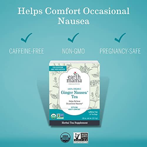 Earth Mama Earth Mama Organic Ginger Nausea Tea | Comforts Occasional Nausea + Morning Sickness, 16 Teabags Per Box