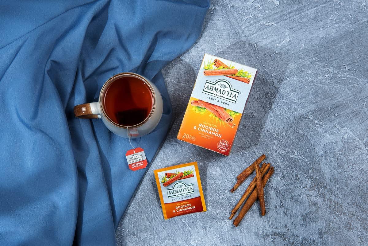 Ahmad Tea Ahmad Tea Herbal Tea, Rooibos & Cinnamon Teabags, 20 ct (Pack of 1) - Decaffeinated & Sugar-Free