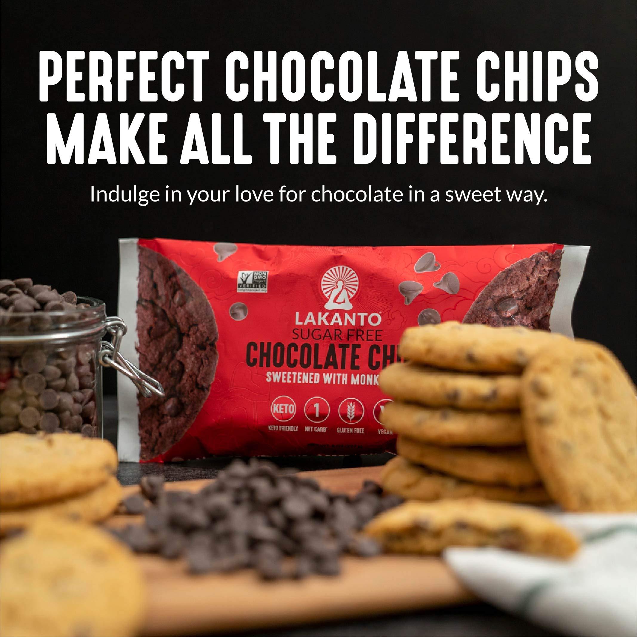 Lakanto Lakanto Sugar Free Chocolate Chips - Monk Fruit Sweetener and Erythritol, Perfect for Baking, Pancakes, Muffins, Protein Bites, Melting, Mixing, Snacking, Gluten Free, Vegan (8 oz - Pack of 3)