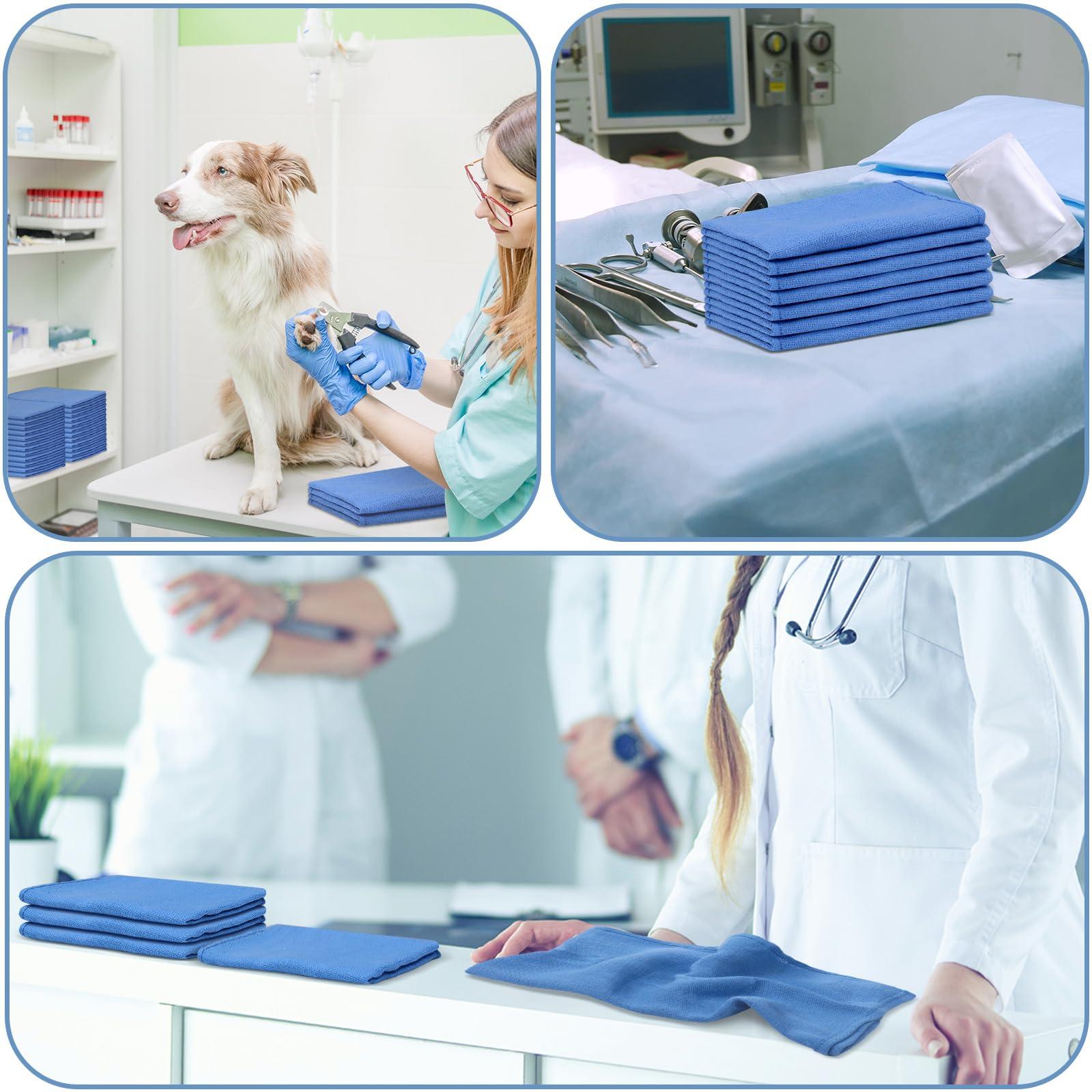 Toulite Toulite 100 Pcs Blue Surgical Huck Towels Bulk 24 x 17 Inches Cotton Cleaning Shop Towels Blue Shop Rags Absorbent Wiping Towels for Cleaning Shops Bars Hotel Industries Garage