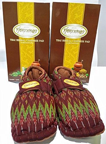 Tung Sai Thong Herbal Compress Comfort Hot Foot Thai Silk Size 12” X 5.5” Net Weight 550 G. X 2