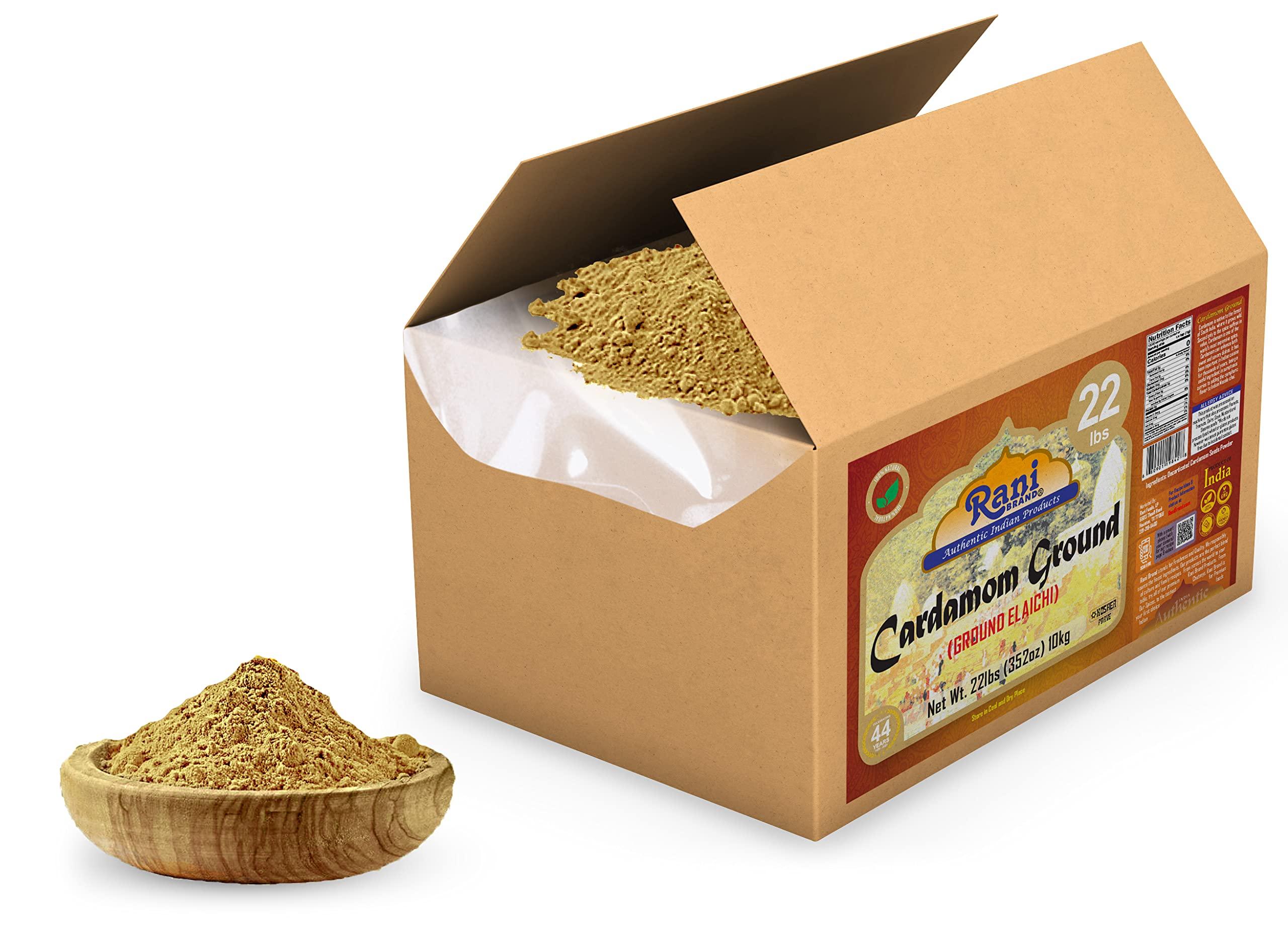 Rani Brand Authentic Indian Products Rani Cardamom (Elachi) Ground, Powder Indian Spice 352oz (22lbs) 10kg Bulk Box ~ All Natural | No Color Added | Gluten Friendly | Vegan | NON-GMO | Kosher | No Salt or Fillers