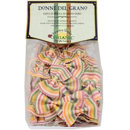 Donne Del Grano Donne Del Grano Organic Gourmet Italian Vegetable Colored Rainbow Bow Tie Pasta Noodles, 8.8 Oz (250 grams), Pack of 2 bags