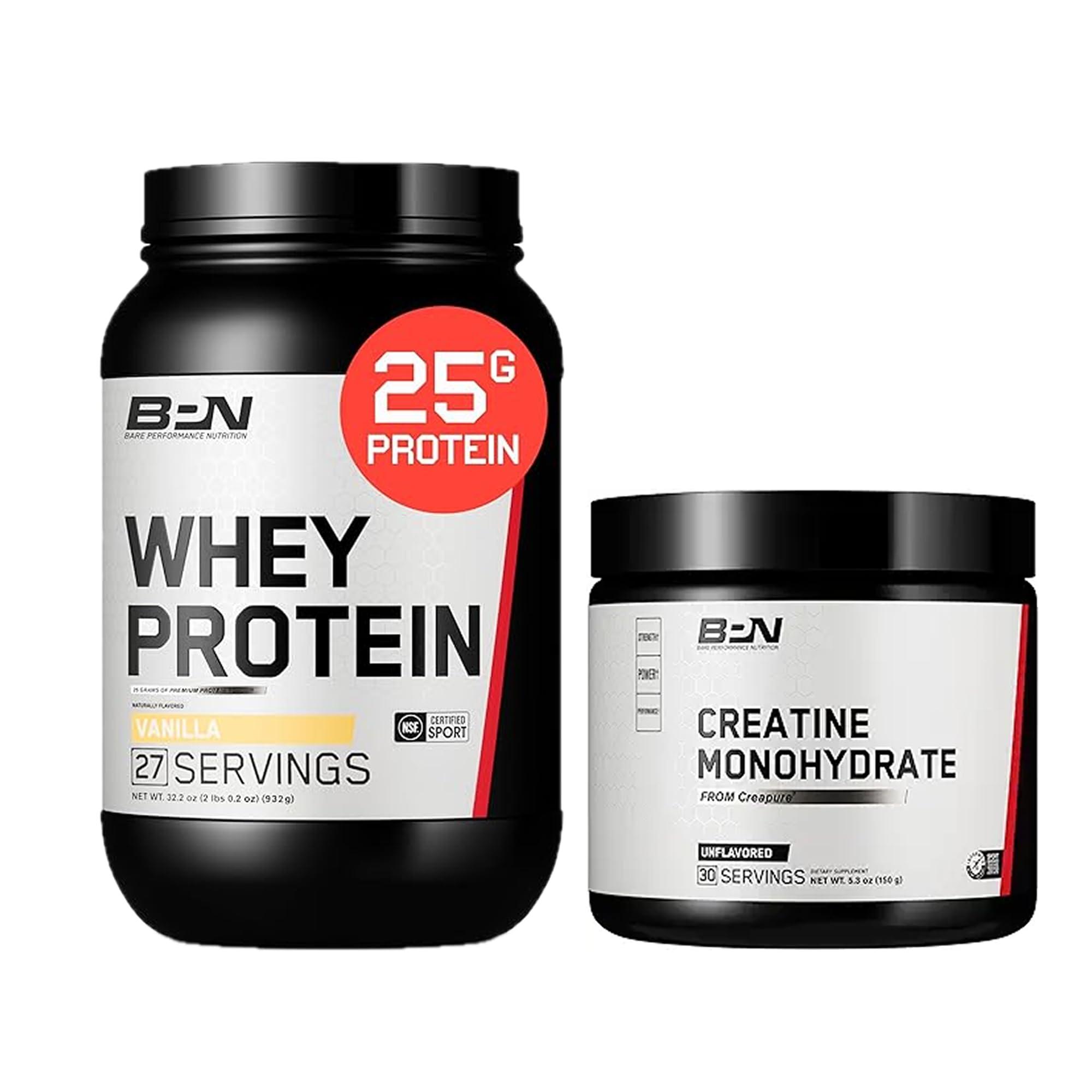 BARE PERFORMANCE NUTRITION BARE PERFORMANCE NUTRITION BPN Creatine Monohydrate & Whey Vanilla Protein Powder Bundle