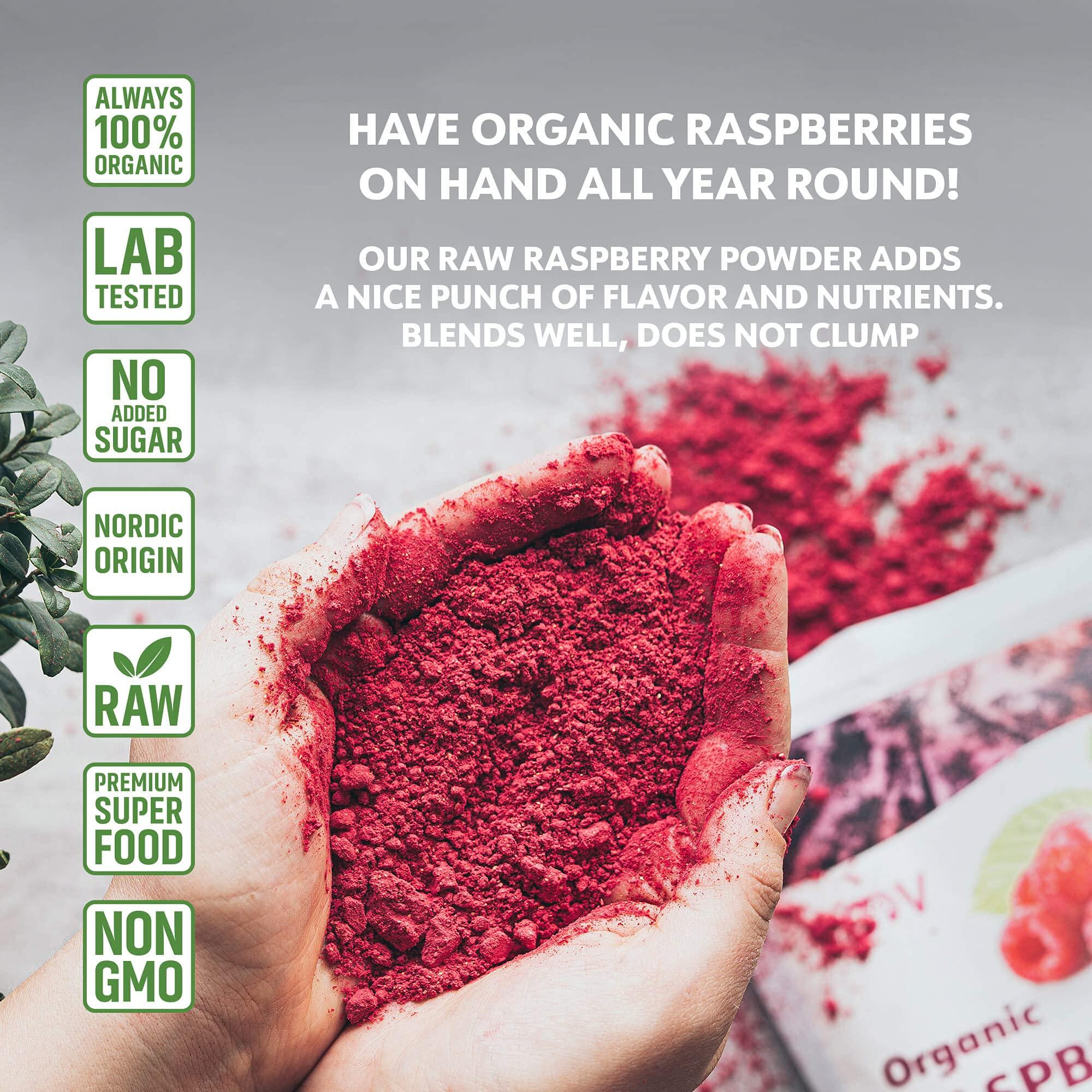 LOOV Organic Raspberry Powder, from Freeze-Dried European Raspberries, 6 Oz, Raw, 24-Day Supply, No Added Sugar