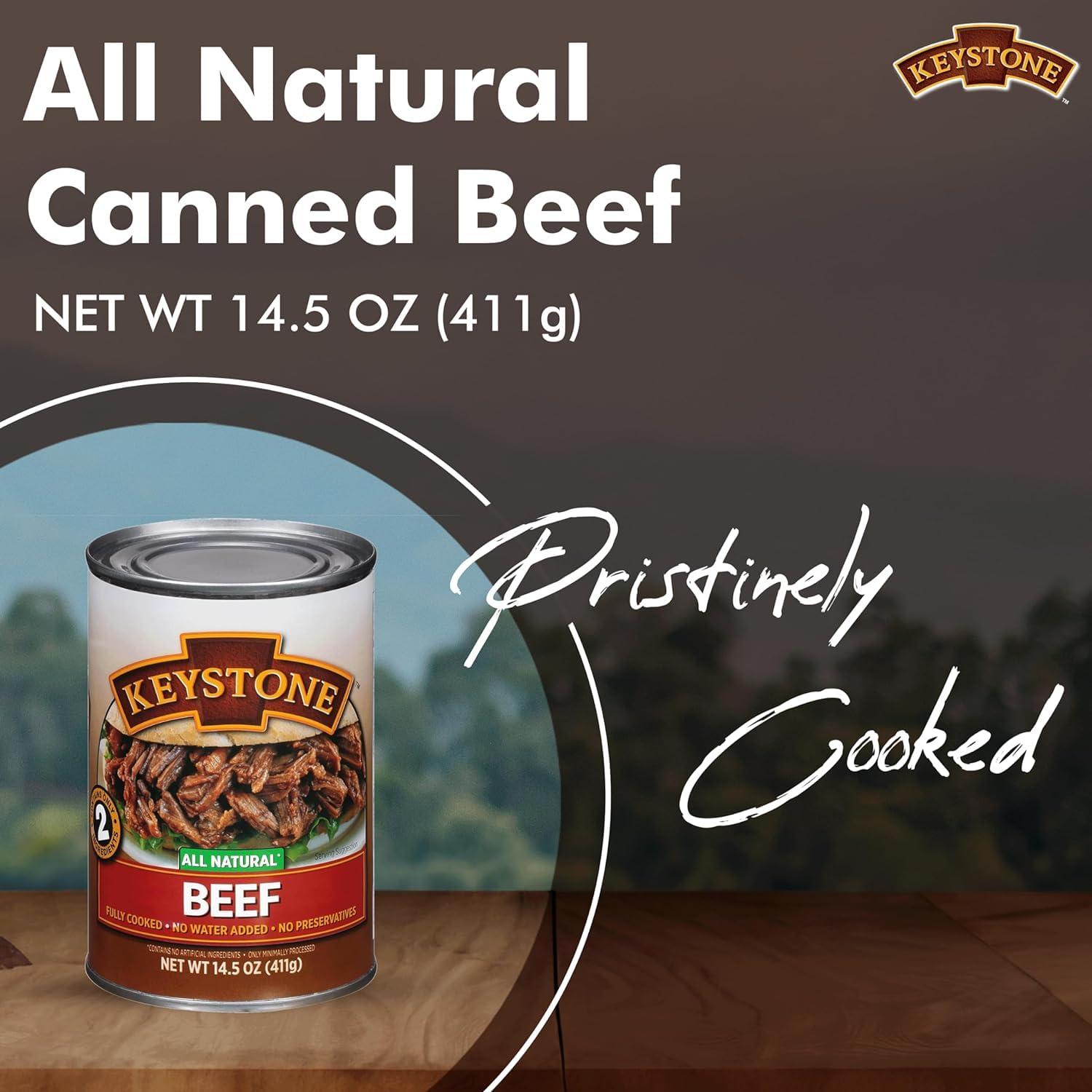 Keystone Keystone Meats All Natural Canned Beef 14.5 Oz Long Shelf Life Emergency Food For Camping Canned Meat Fully Cooked Ready to Eat | Gluten Free Pack of 6