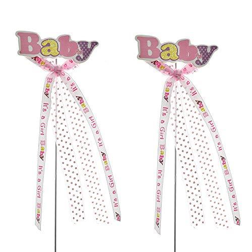 Homeford Direct Homeford Baby Shower "Baby" Pick With Bow, 9-3/4-Inch, 2-Count (Pink)
