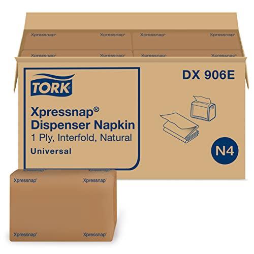 Tork Tork Xpressnap Natural Dispenser Napkin N4, Universal, Interfold 1-ply, 13" x 8.5", 12 x 500 napkins, DX906E