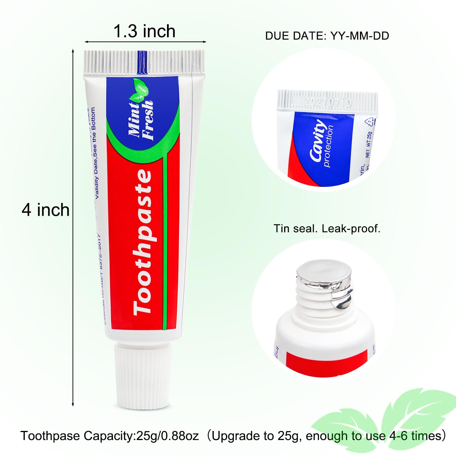 SLequipo 30 pcs Travel Size Toothpaste Bulk, 0.88oz/25 Grams Small Toothpaste Travel Size Bulk 4x1.4 inches Mint Mini Disposable Toothpaste for Hotel,Guests,Homeless,Charity