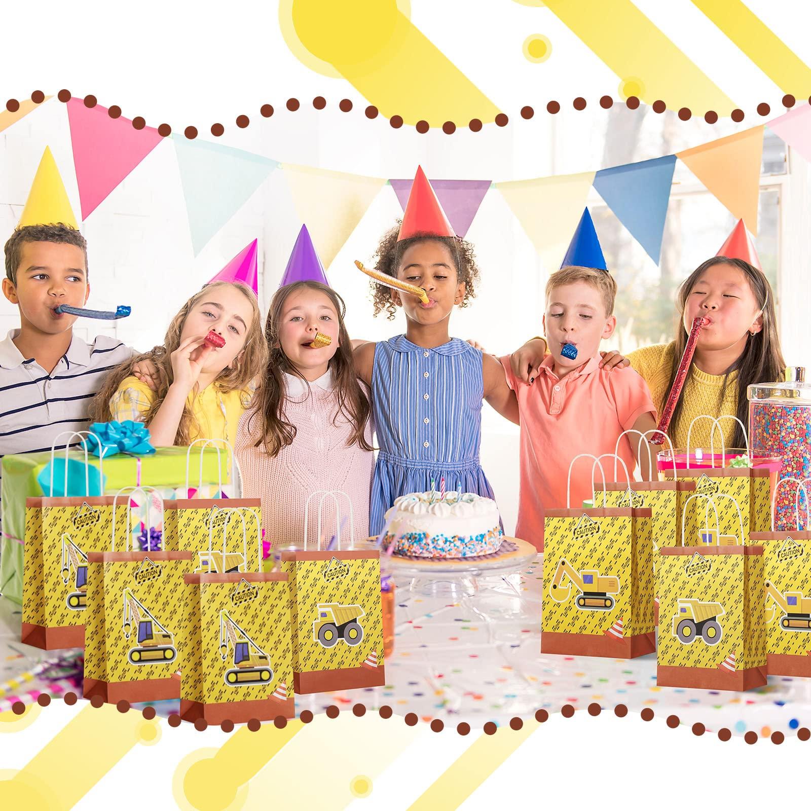 Spakon 24 Packs Construction Party Favor Bag Construction Birthday Party Supplies Decoration Dump Truck Goodie Gift Bags for Kids Boy Birthday Party Baby Shower Dump Truck Party
