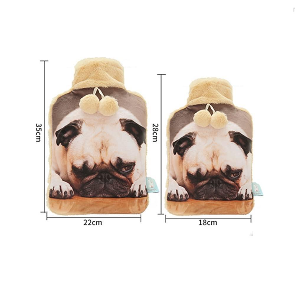 BcofoA BcofoA Hot Water Bottle, Flannel Cover with pet Pattern, 2 liters Large Capacity, Warm Hands and feet, Warm The Whole Body. (Color : Cat 1, Size : Large)