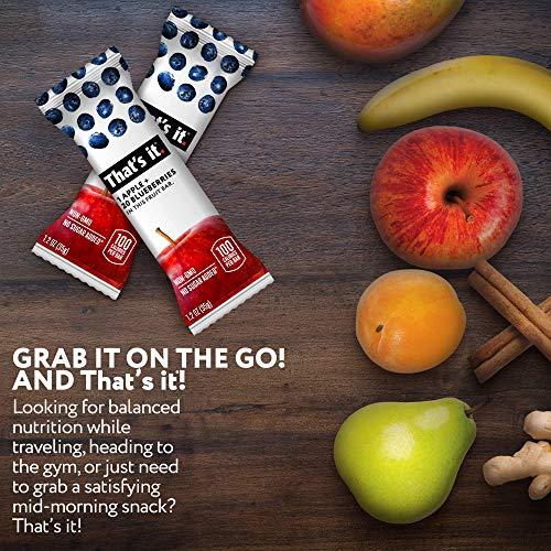 That's it. That's it. Apple + Blueberry 100% Natural Real Fruit Bar, Best High Fiber Vegan, Gluten Free Healthy Snack, Paleo for Children & Adults, Non GMO No Sugar Added, No Preservatives Energy Food (12 Pack)