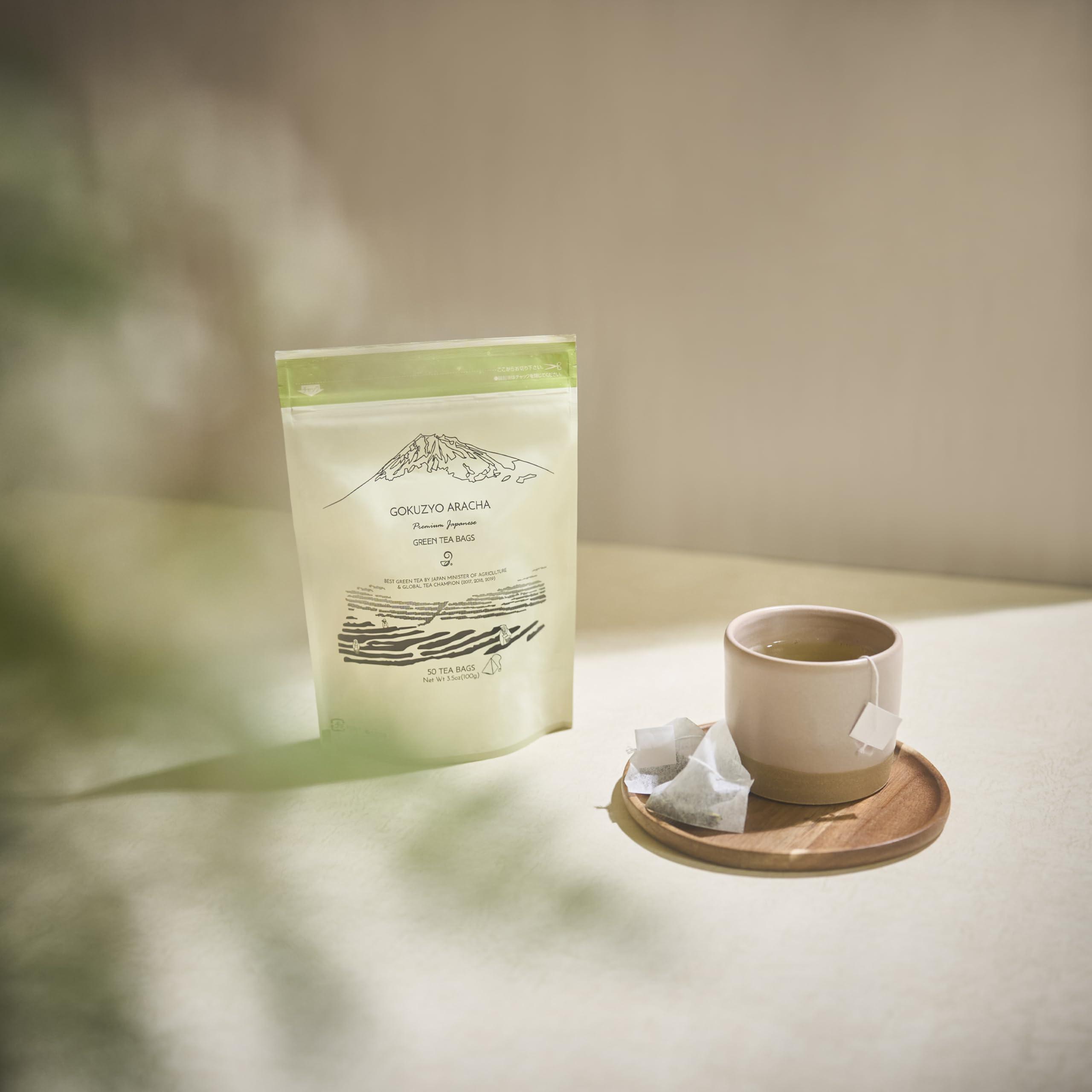 JAPANESE GREEN TEA CO. HARVESTED WITH IN JAPAN Japanese Green Tea Co. Aracha Gokuzyo Japanese Green Tea (50 Pack) Highest-Grade Deep Steamed Sencha Organic Japanese Crude Tea with Intense Aroma and Taste