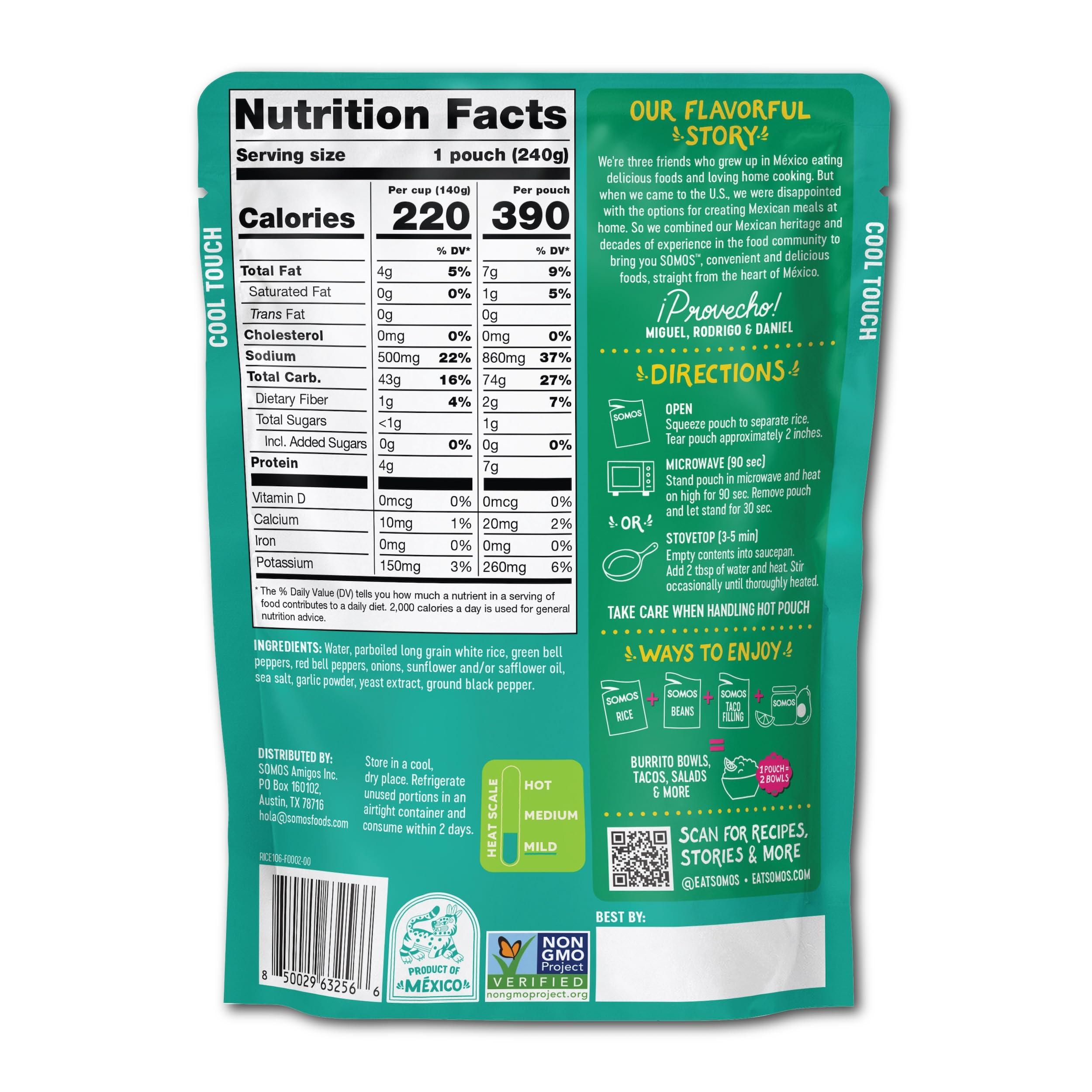 SOMOS SOMOS Fajita White Rice - Gluten Free, Vegan, Non-GMO & Microwavable - Authentic Mexican Flavor, Healthy & Convenient Meal - Perfect for Burrito Bowls, Tostadas & More | 8.8 oz (Pack of 6)