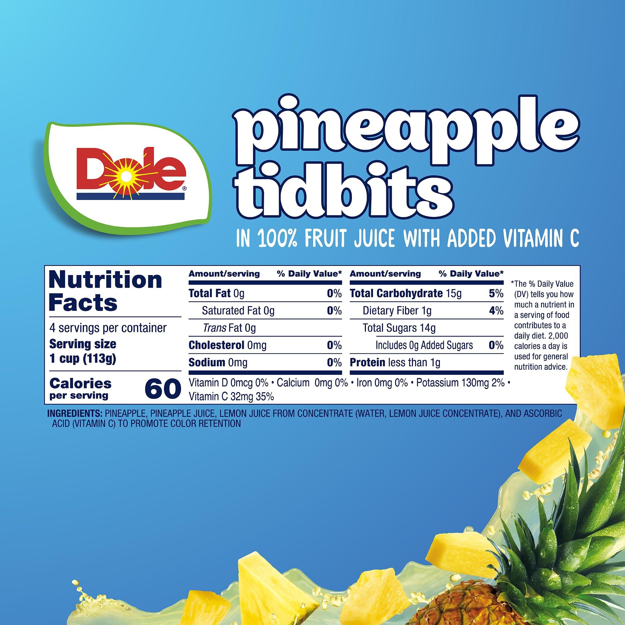 Dole Dole Pineapple Tidbits, 4 Oz, 4 Ct