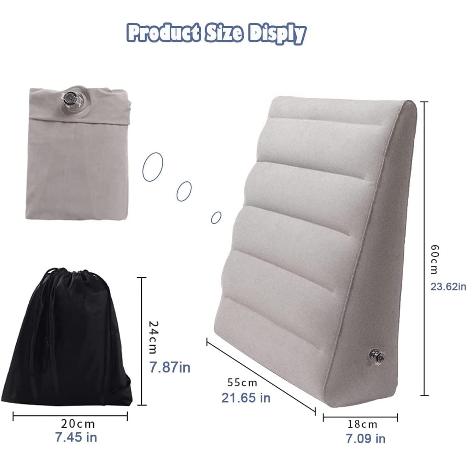 VOPHIA VOPHIA Inflatable Wedge Pillow - Lightweight & Portable Travel Wedge Pillow for Sleeping, Reading,Post Surgery&Leg Elevation - Triangle Pillow with Washable Cover Sleep Wedge Pillow (Grey)