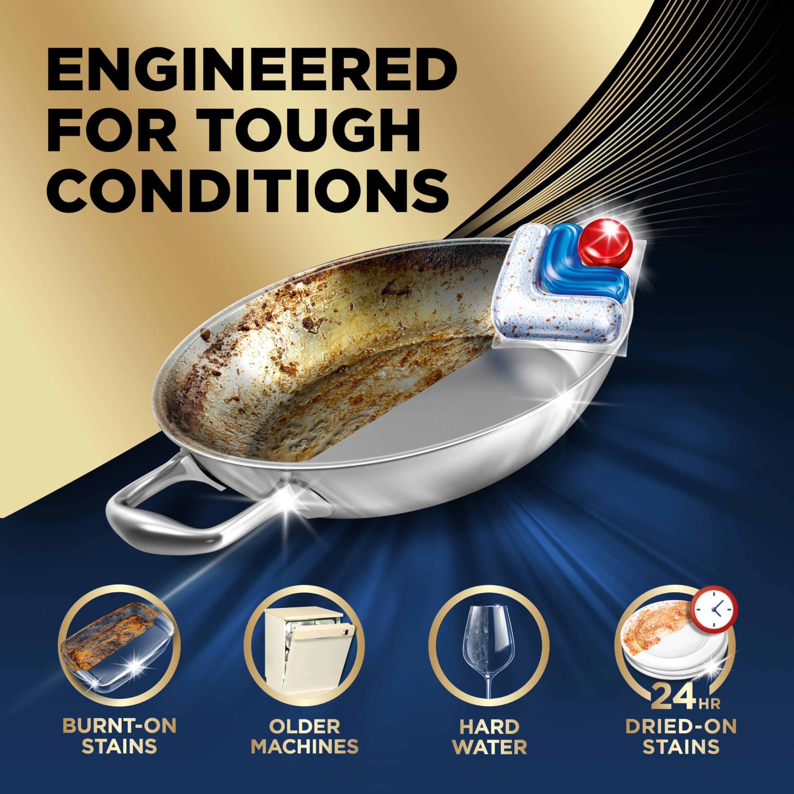 Finish Finish Ultimate Dishwasher Tabs, No Pre-Rinse Dishwasher Detergent Soap Removes Burnt-On Stain, with CycleSync Technology, Degreasing & Scrubbing Power, 17 Count