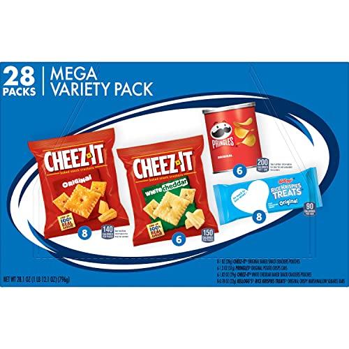 Cheez-It Kellogg's Mega Variety Pack, Lunch Snacks, Office and Kids Snacks, Variety Pack, 28.1oz Box (28 Packs)