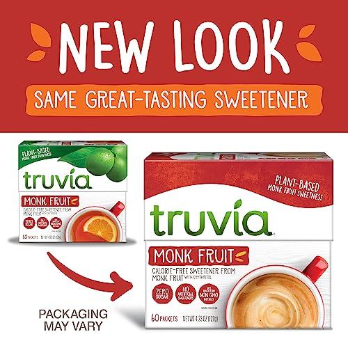 Truvia Truvia Calorie-Free Sweetener from the Monk Fruit Packets, 60 Count Monkfruit Box (Pack of 1)