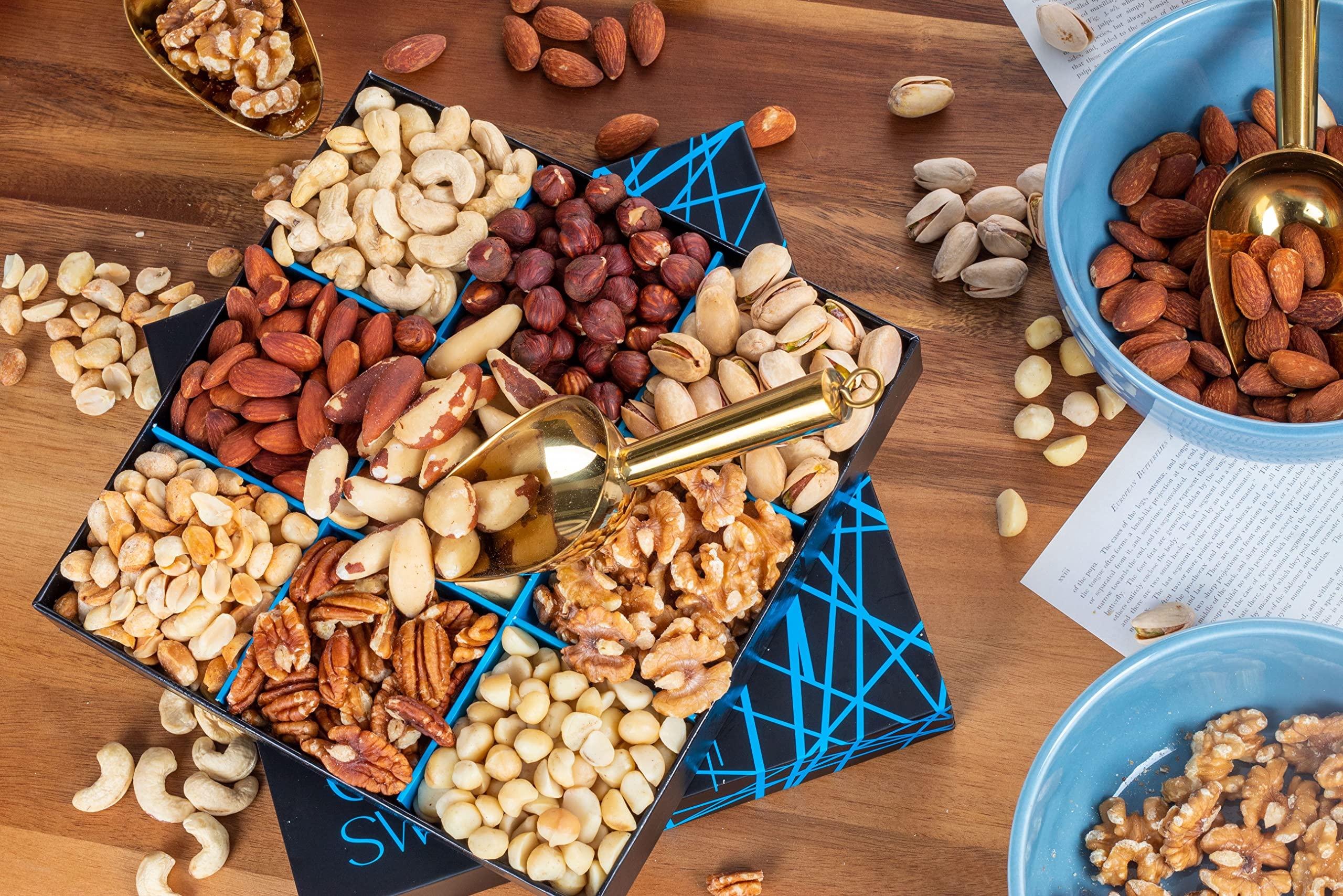 Gifted Sweets Nuts Gift Basket - Freshly Roasted And Natural Mixed Nut Gift Box - Gourmet Healthy Food Gift for Men/Women - Gourmet Gift, Healthy Gourmet Snack Box for Valentines Day, Birthday, Thank You, Congratulations, Corporate, Get Well Soon, Care Package