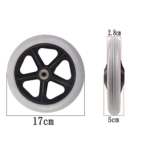 Wheelchair wheels Wheelchair wheels Non-Slip Rubber Casters PU Tires Gray and Black, A Pair of 15cm, 17cm, 19cm in Diameter, Black and Gray, Wear-Resistant and Non-Slip (Color : Gray, Size : 17cm)