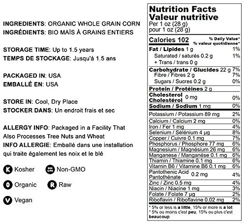 Food to Live Food to Live Organic Corn Flour, 9 Pounds Non-GMO, Whole Grain, Finely Ground Meal, Vegan, Kosher, Bulk Yellow Milled Maize. Great for Cooking and Baking Cornbread, Pancakes, and Tortillas.